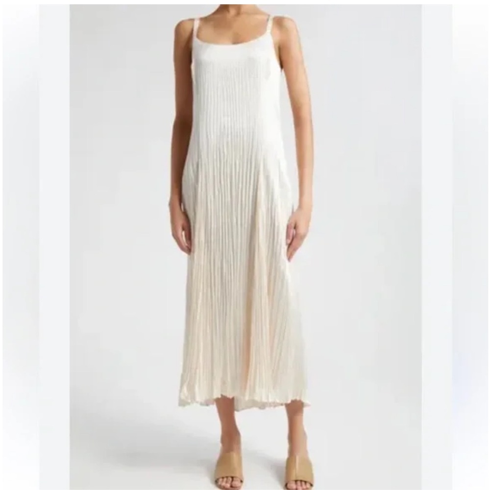 Vince relaxed plisse satin midi slipdress